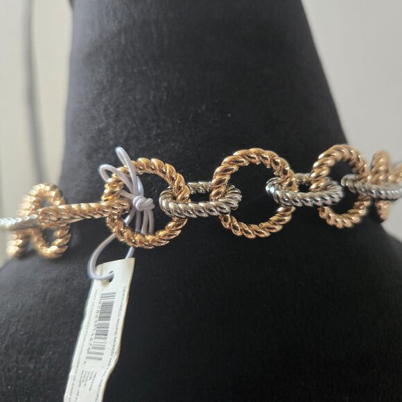 Tory Burch Gold and Silver Textured Rope Necklace - Picture 9 of 14